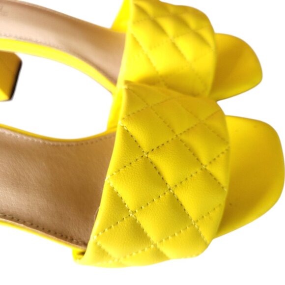 Michael Shannon RIYA Women's Yellow Quilted Slide Sandals Block Heel Size 7.5 - Picture 7 of 10